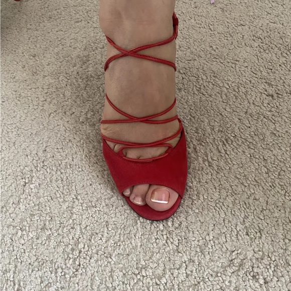 Saint Laurent sandals high heels red suede size 36 - Picture 3 of 10